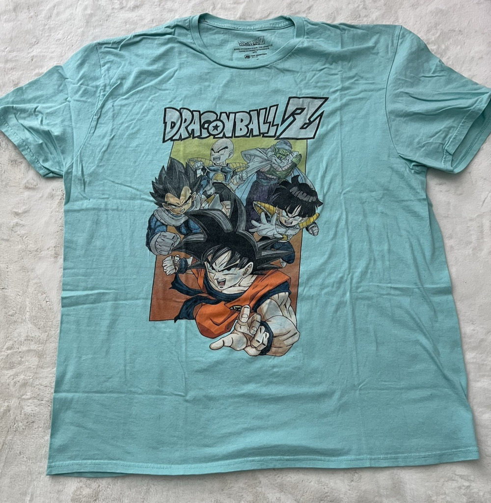 Dragon Ball Z Anime T Shirt Mens XL Teal Goku Graphic Short Sleeve Cotton